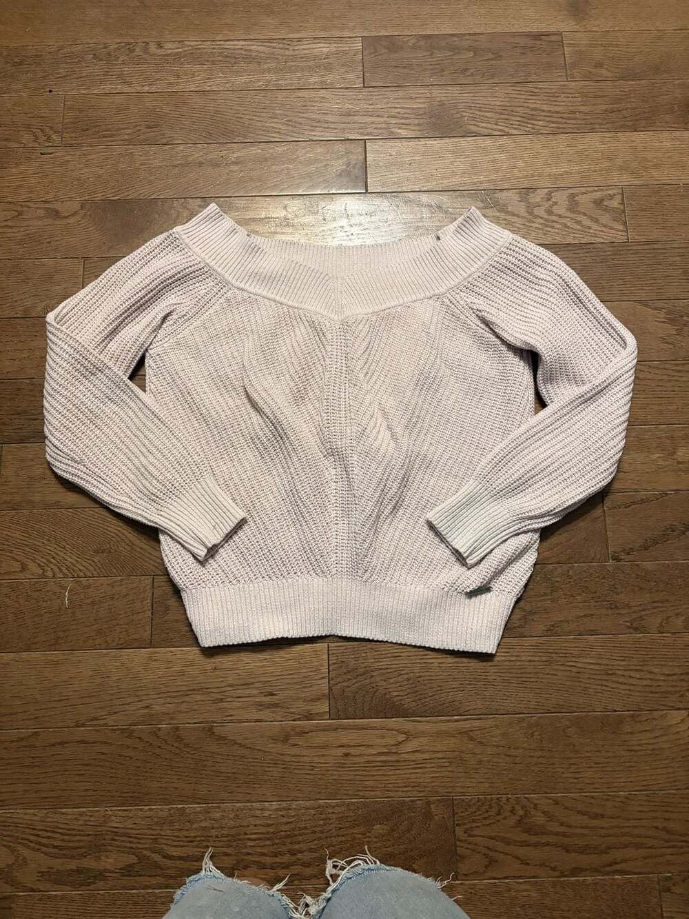Abercrombie & Fitch Off The Shoulder Sweater Size S Pink Ribbed Knit